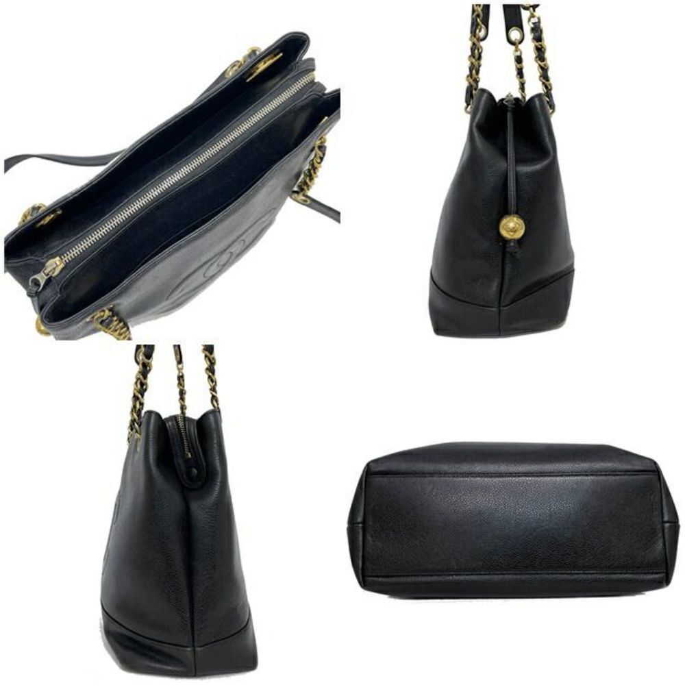 Chanel Chain Shoulder Black Gold Soft Caviar Stitch Ball Leather - Picture 4 of 7